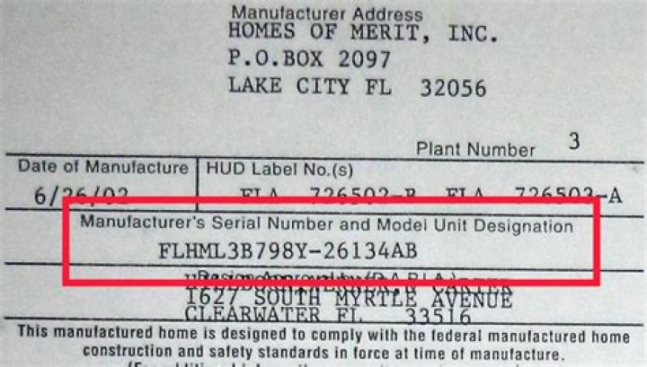 Does a manufactured home have a serial number