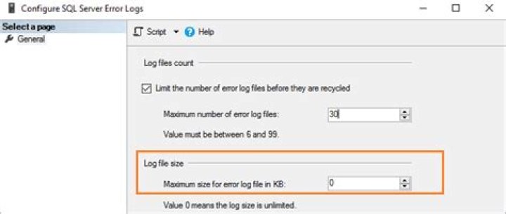 How do I limit the size of a SQL server log
