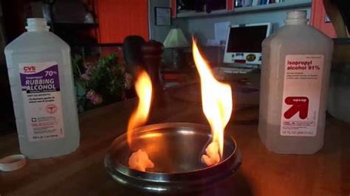 What happens when you light rubbing alcohol on fire