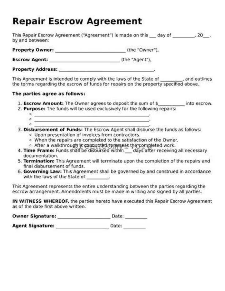 What is a repair escrow agreement